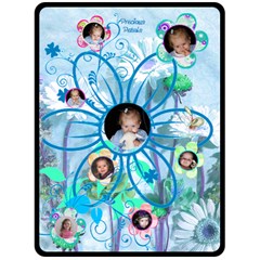 Flower Power XL Teal Blanket - Fleece Blanket (Large)