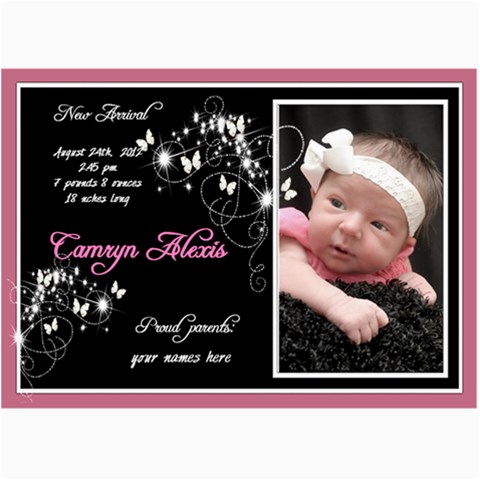 7x5 Birth Announcement Photo Card By Laurrie 7 x5  Photo Card - 2