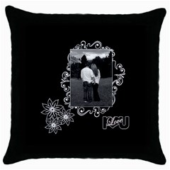 Black white Love throw pillow - Throw Pillow Case (Black)