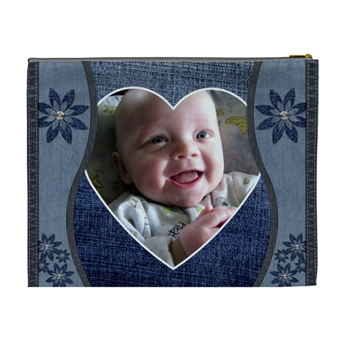 Cute Denim Xl Cosmetic Bag By Lil Back