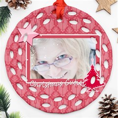 merry christmas - Round Filigree Ornament (Two Sides)