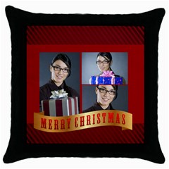 merry christmas - Throw Pillow Case (Black) merry christmas - Throw Pillow Case (Black)