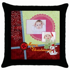 merry christmas - Throw Pillow Case (Black)