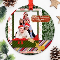 merry christmas - Round Ornament (Two Sides)