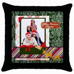 merry christmas - Throw Pillow Case (Black)