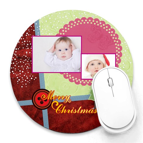 Merry Christmas By Betty 8 x8  Round Mousepad - 1