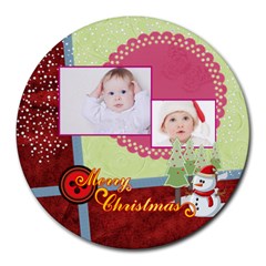 merry christmas - Collage Round Mousepad merry christmas - Collage Round Mousepad