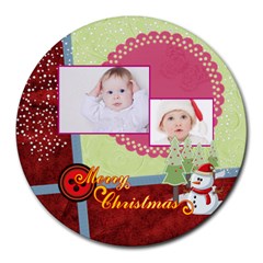 merry christmas - Collage Round Mousepad