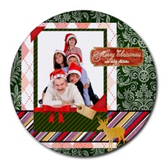 merry christmas - Collage Round Mousepad