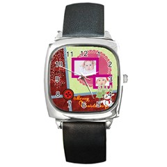 merry christmas - Square Metal Watch