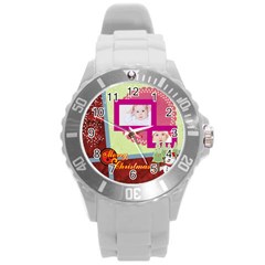 merry christmas - Round Plastic Sport Watch (L)