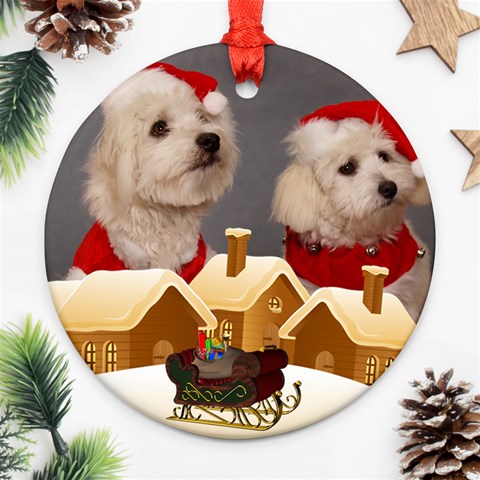 Christmas Village Round Ornament (2 Sided) By Deborah Back