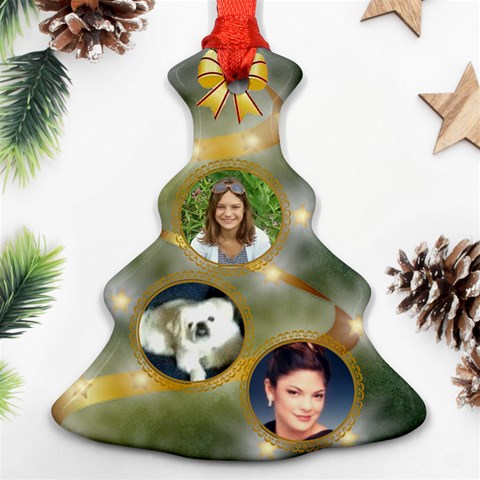 Golden Star Christmas Tree Ornament 2 Sides By Kim Blair Front