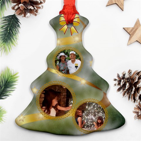 Golden Star Christmas Tree Ornament 2 Sides By Kim Blair Back