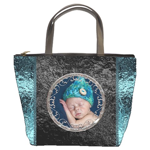 Blue And Black Bucket Bag By Lil Front