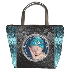 Blue And Black Bucket Bag