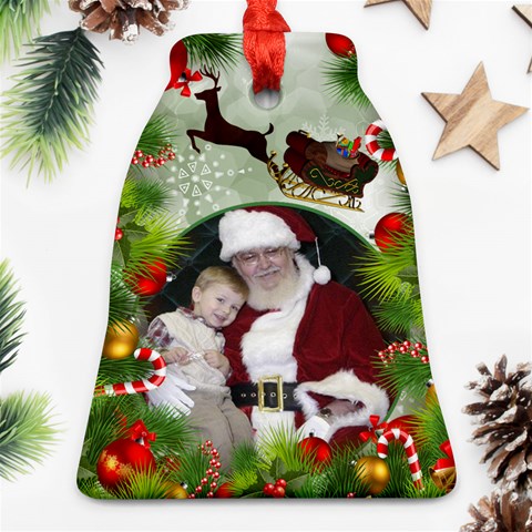 Santa Bell Ornament (2 Sided) By Deborah Front