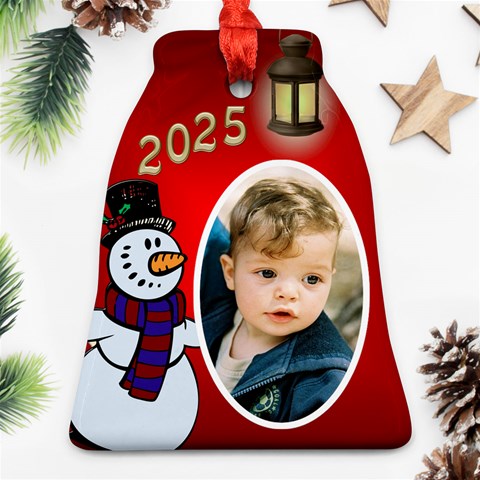 Snowman 2025 Bell Ornament By Deborah Front