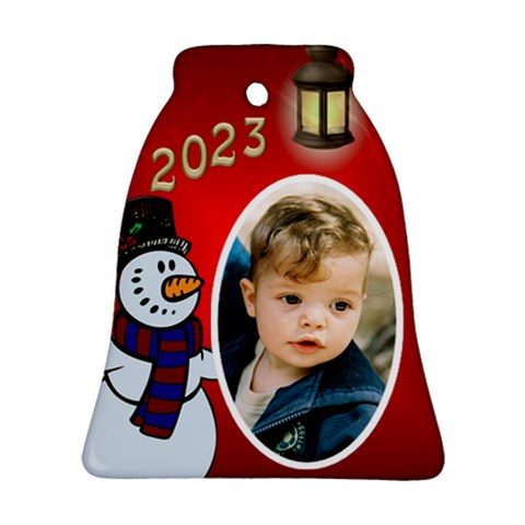 Snowman 2023 Bell Ornament (2 Sided) By Deborah Front