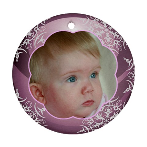 Pink Ball Round Christmas Ornament (2 Sided) By Deborah Front