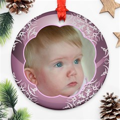 Pink Ball Round Christmas Ornament (2 Sided)