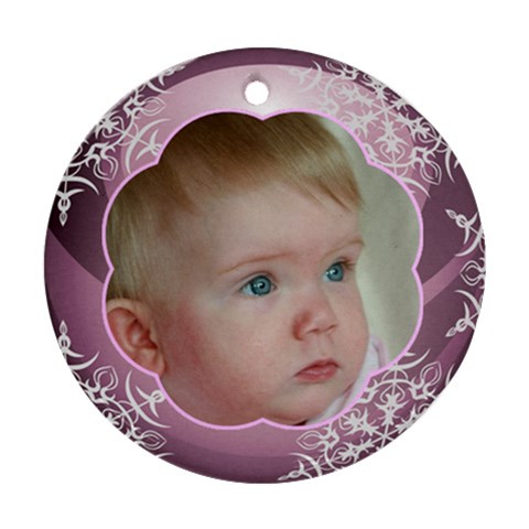 Pink Ball Round Christmas Ornament (2 Sided) By Deborah Back