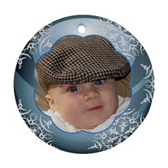 Blue Ball Round Christmas Ornament (2 sided) - Round Ornament (Two Sides)