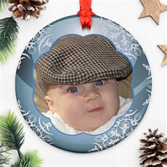 Blue Ball Round Christmas Ornament (2 Sided)
