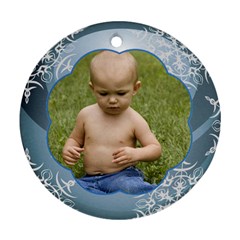 Blue Christmas Ball Ornament round - Ornament (Round)