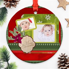 merry christmas - Round Ornament (Two Sides)