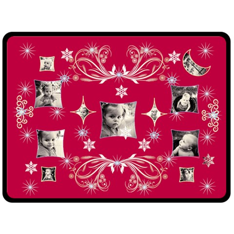 Red Starry Night Snowflake Xl Blanket By Birkie 80 x60  Blanket Front