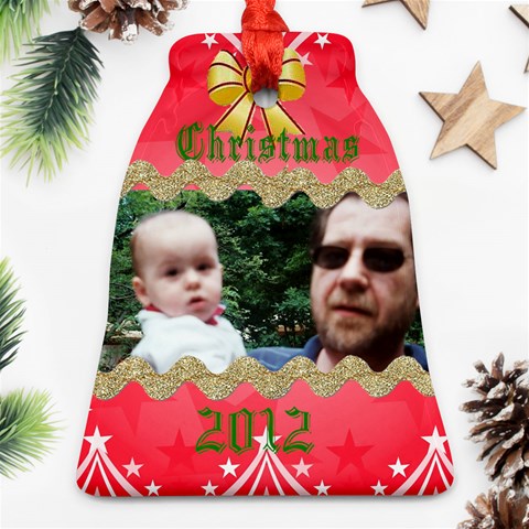 Red Christmas Bell Ornament By Maryanne Front