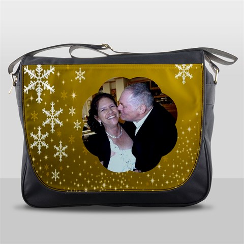 Gold Snowflake Messenger Bag By Kim Blair Front