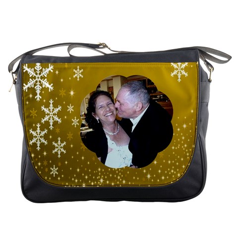 Gold Snowflake Messenger Bag By Kim Blair Front