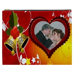 Gold bells on red background Cosmetic bag (XXXL) 2 sides Gold bells on red background Cosmetic bag (XXXL) 2 sides