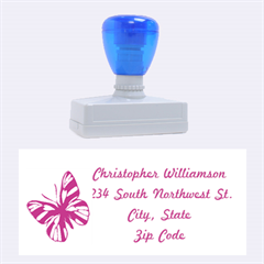 Butterfly Script Pink Address Stamp