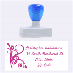 Swirl Rose Pink Script Address Stamp