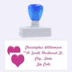Two Hearts Pink Address Stamp