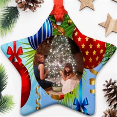 Blue christmas Star Ornament one side - Ornament (Star) Blue christmas Star Ornament one side - Ornament (Star)