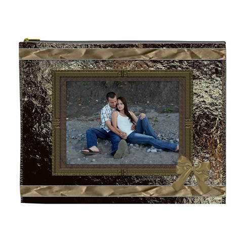 Golden Brown Xl Cosmetic Bag By Lil Front