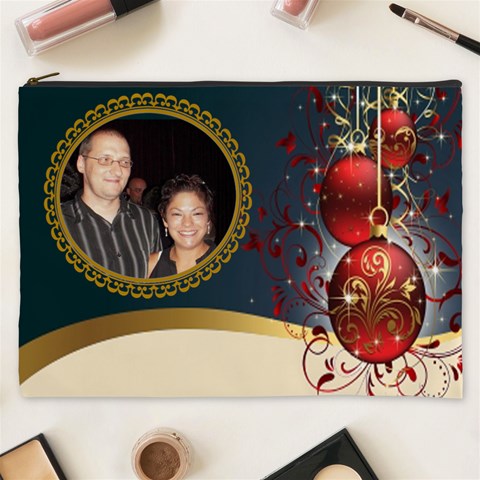 Red And Gold Ornament Cosmetic Bag (xxxl) By Kim Blair Front