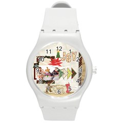 merry christmas - Round Plastic Sport Watch (M)