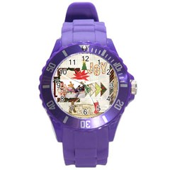 merry chrisrmas - Round Plastic Sport Watch (L)