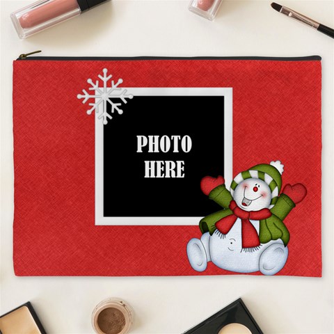 Five Little Snowmen Xxxl Cosmetic Bag 1 By Lisa Minor Front
