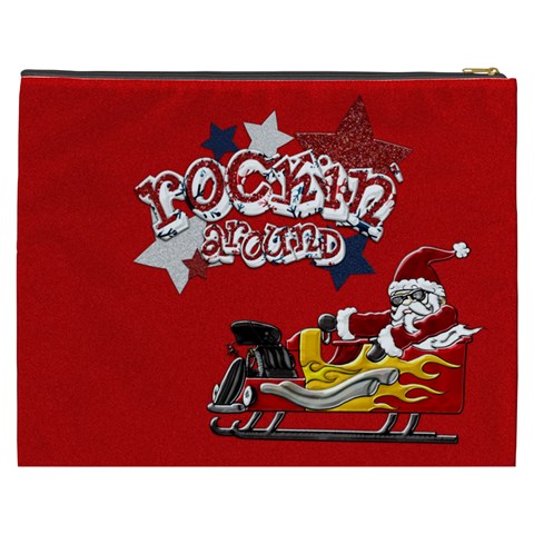 Rockin  Around The Christmas Tree Xxxl Cosmetic Bag 1 By Lisa Minor Back