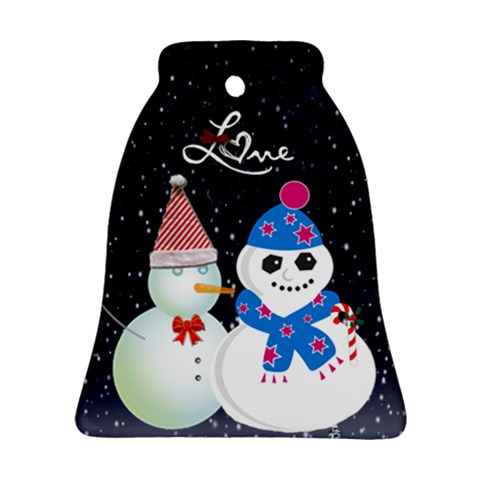 Christmas Snow Bell Ornament 2 Sides By Kimmy Back