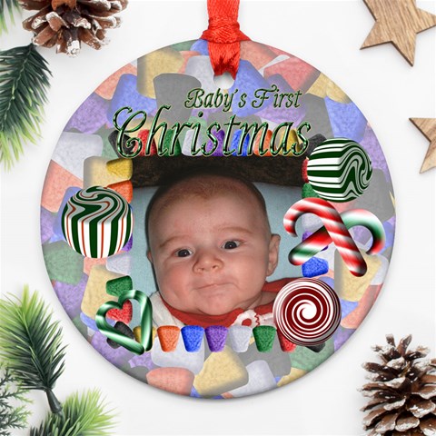 Baby s First Christmas Round Green By Chere s Creations Front