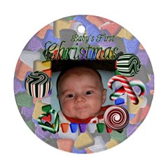 Baby s First Christmas Round Green - Ornament (Round)