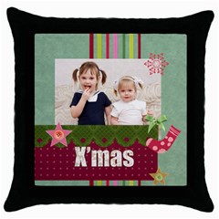 merry christmas - Throw Pillow Case (Black)