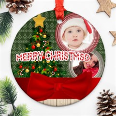 merry christmas - Round Ornament (Two Sides)